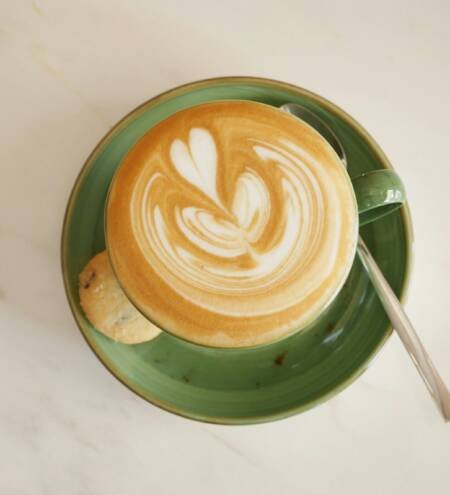 Coffee cup on wood table